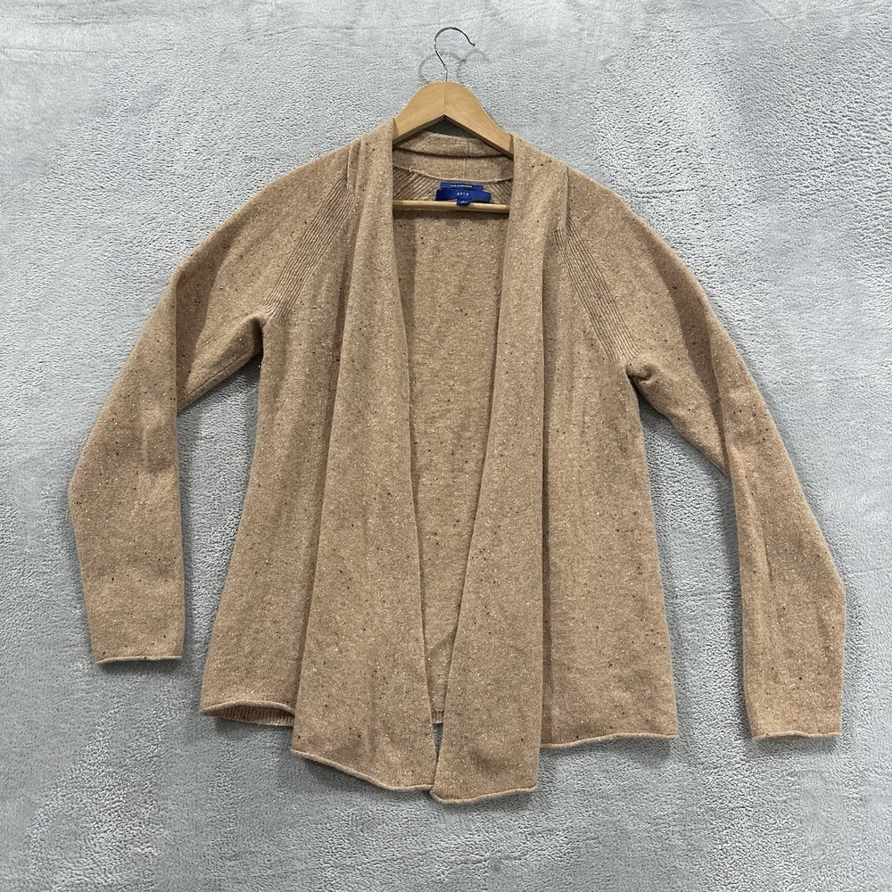 Apt 9 Cardigan Women's Large Cashmere Open Front Waterfall Sweater Beiege